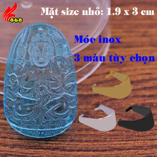 Mặt Phật Thiên thủ thiên nhãn pha lê xanh biển kèm móc inox - Phật bản mệnh, mặt dây chuyền, Quan âm
