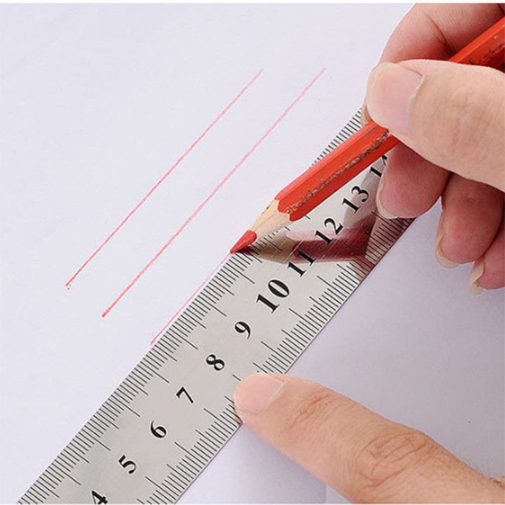 Thước kim loại lá thép không gỉ 15/20/30cm 2 mặt chuyên dụng cắt Mô hình giấy