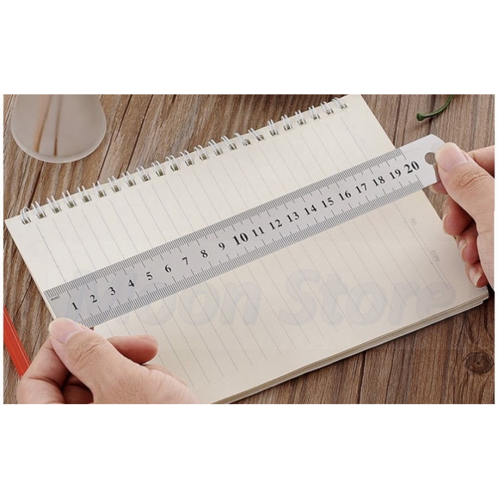 Thước kim loại lá thép không gỉ 15/20/30cm 2 mặt chuyên dụng cắt Mô hình giấy