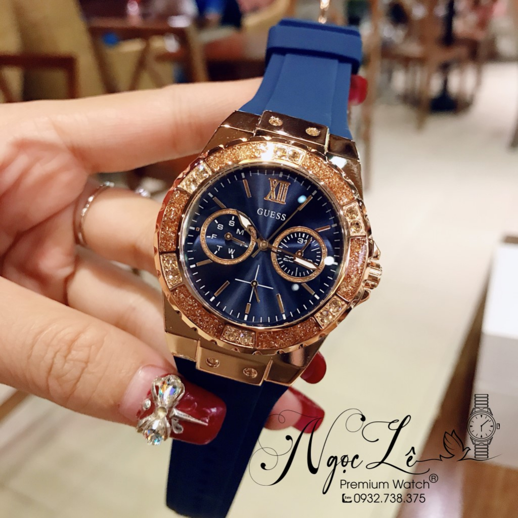 Đồng Hồ Nữ Guess W1053L1 Dây Silicon Xanh 37mm