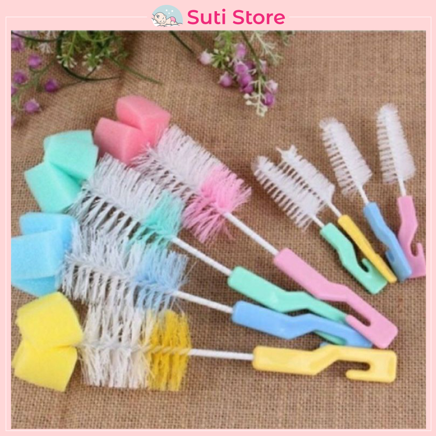 Bộ cọ bình sữa, núm ti 2 chi tiết, bộ vệ sinh bình sữa, núm ti cho bé