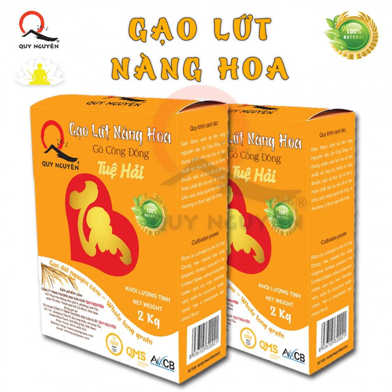 Gạo lứt trắng (LOẠI NGON) Nàng Hoa "Tuệ Hải" Quy Nguyên 2kg - Chùa Long Hương