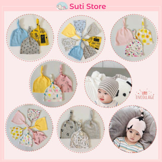 Set 3 mũ cotton sơ sinh thắt nút củ tỏi cho bé 0-6m