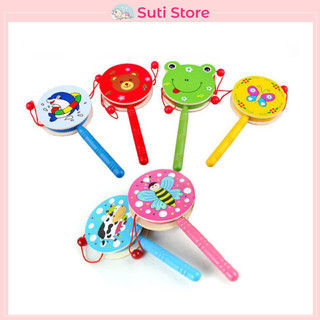 Đồ chơi xúc xắc trống, lục lạc trống bằng gỗ an toàn cho bé
