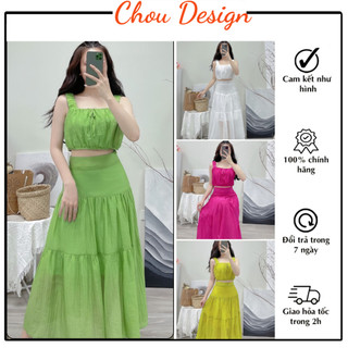 Set Váy Nữ Maxi Dáng Dài Đi Biển VM20 , Đầm Thiết Kế 2 Lớp  Lụa Mềm Mát