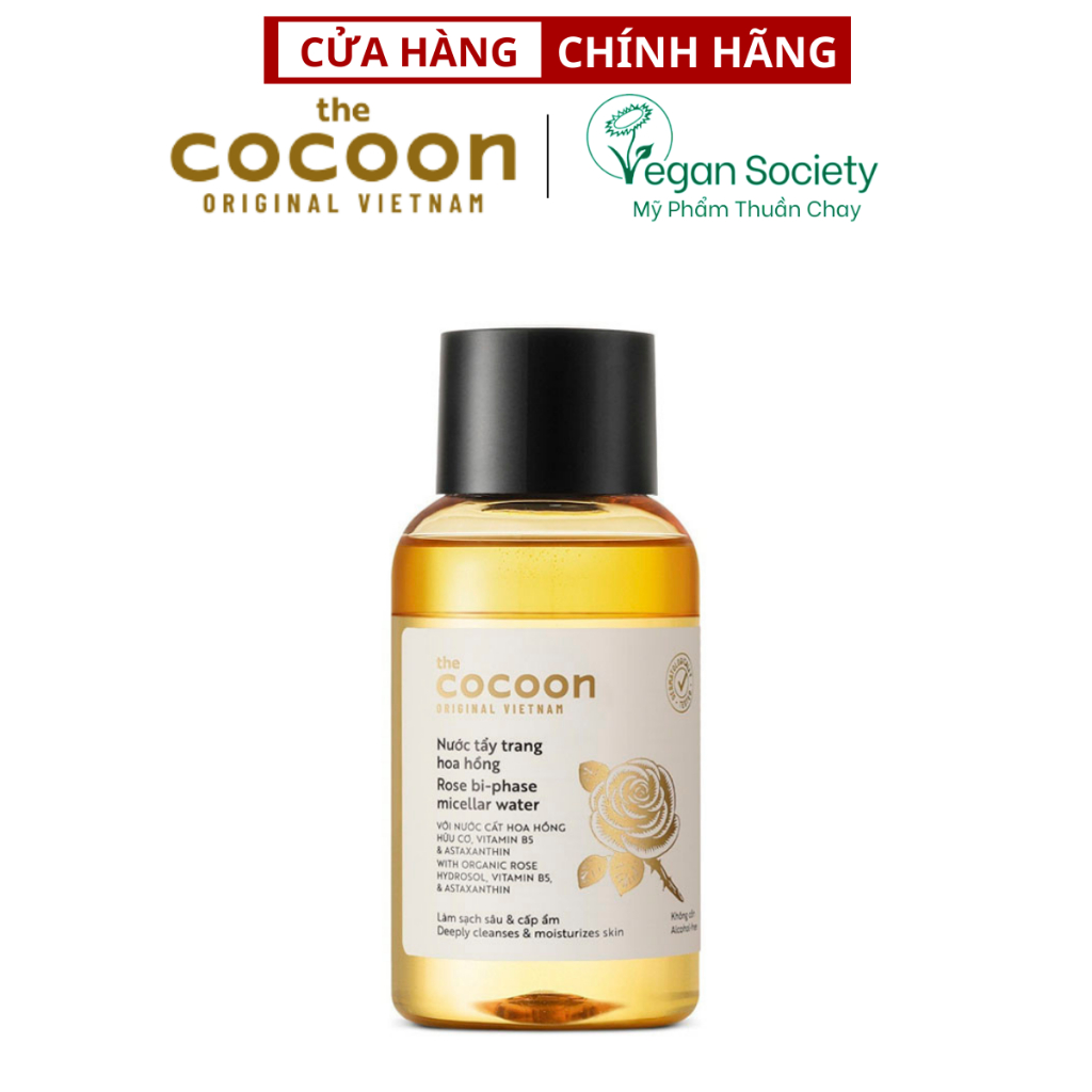 Nước tẩy trang hoa hồng cocoon 140ml thuần chay sạch da cấp ẩm và làm dịu - Mỹ phẩm thuần chay Việt Nam