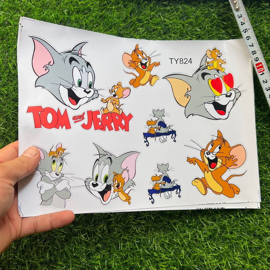 TY824 Tom và jerry Tấm Dán Trang Trí Tem Decal Mèo Chuột Tom & jerry Cỡ 30cm*21cm