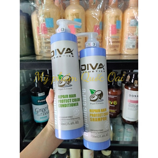 Cặp dầu gội đầu diva organic care phục hồi giữ màu tóc xả siêu mượt lưu hương 750ml mpqo