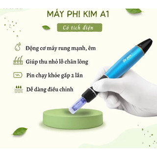 [Spa] Máy phi kim, lăn kim Dr Pen A1 xanh có tích điện cấy tảo cấy,phấn, cấy hồng sâm tặng kèm 3 kim nano