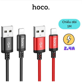 Dây Sạc Nhanh Hoco X89 Bọc Dù Công Suất 2.4A Dành Cho Điện Thoại IP Màu Đen