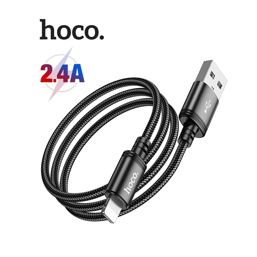 Dây Sạc Nhanh Hoco X89 Bọc Dù Công Suất 2.4A Dành Cho Điện Thoại IP Màu Đen