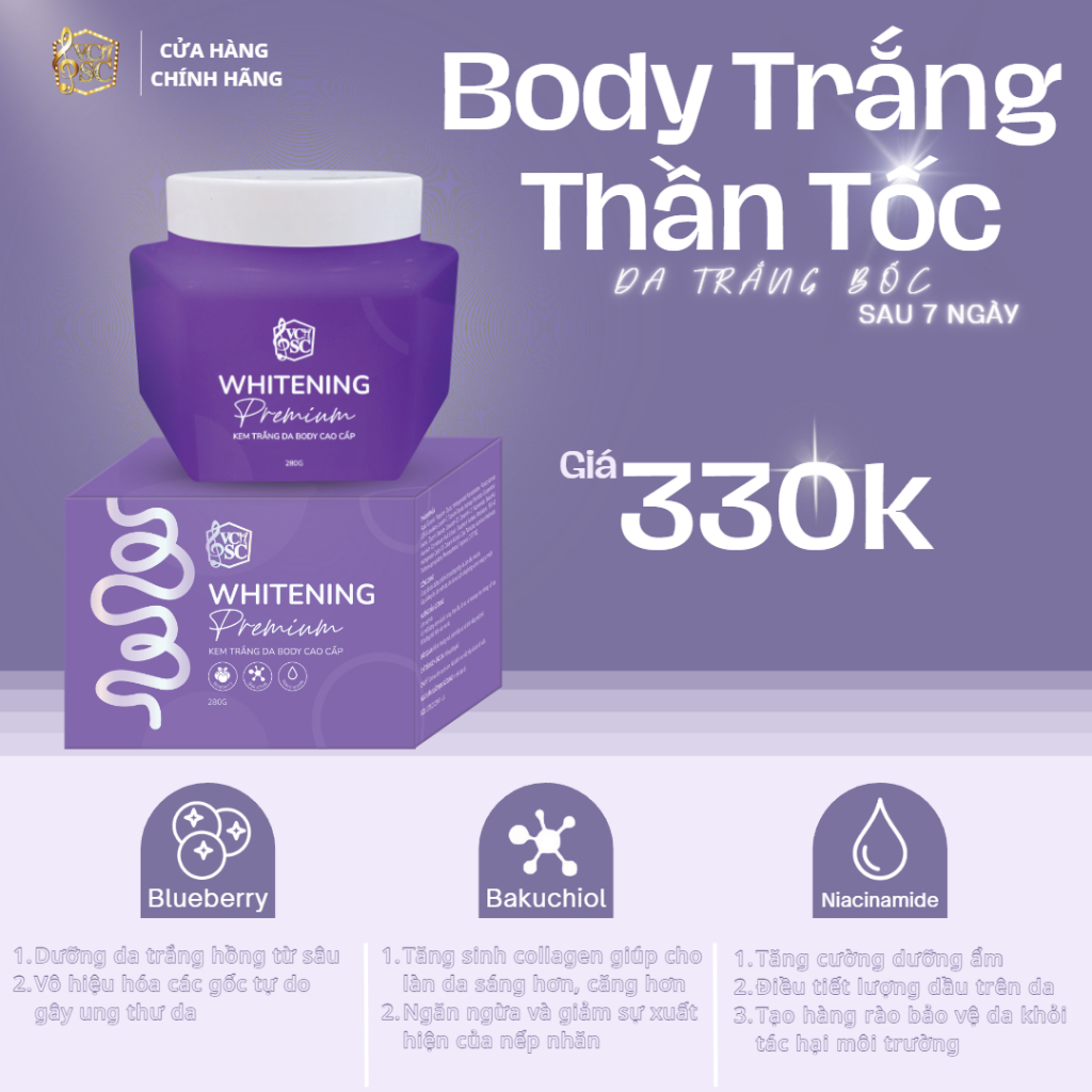 1 Hộp Body Dưỡng Trắng Thần Tốc VCSC 280g