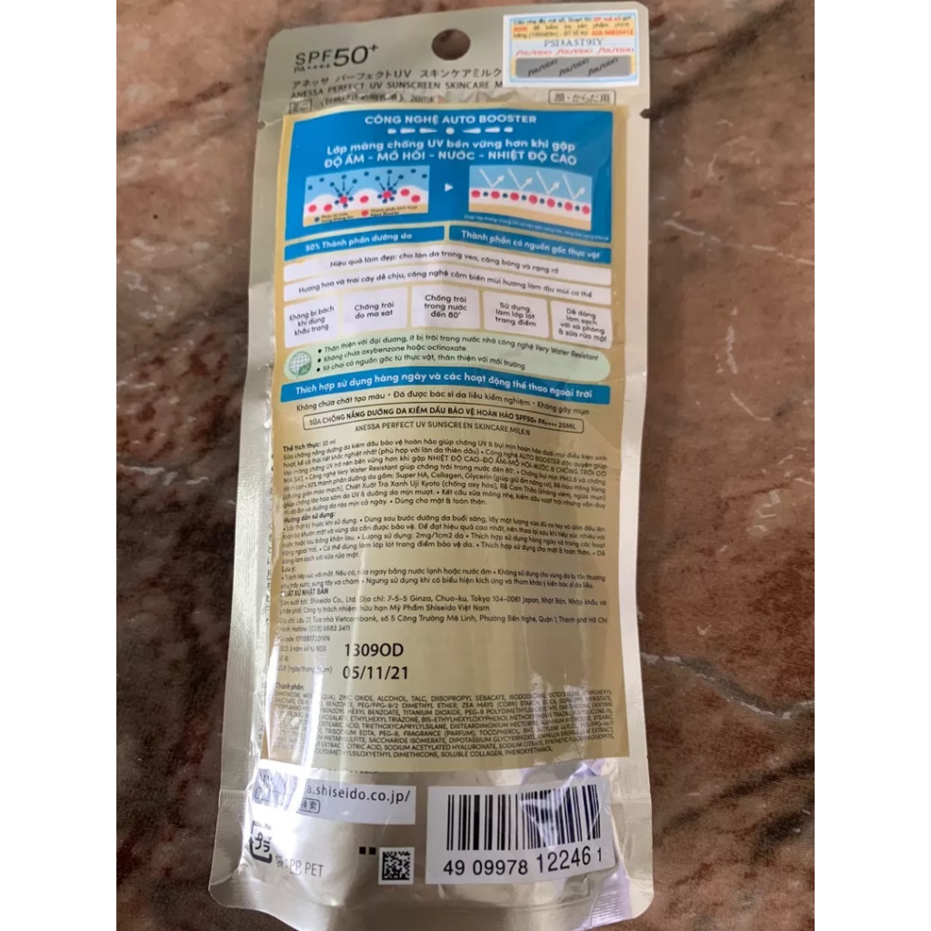 HÀNG NHẬP KHẨU-Sữa Chống Nắng Anessa Perfect UV Sunscreen Skincare Milk SPF50+/PA++++ Kem Chống Nắng Dạng Sữa Chống Trôi