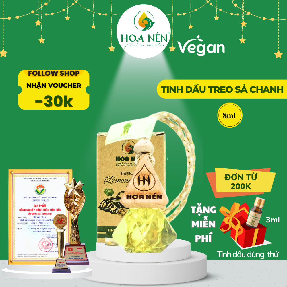 Tinh dầu treo Sả chanh - Hoa Nén - Hương thơm mát, khử mùi, ẩm mốc, đuổi muỗi, côn trùng