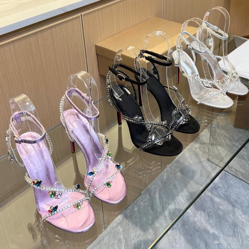 ORDER 🪻 Giày Korea dây trong mảnh hạt đá gót nhọn 10cm 35-39