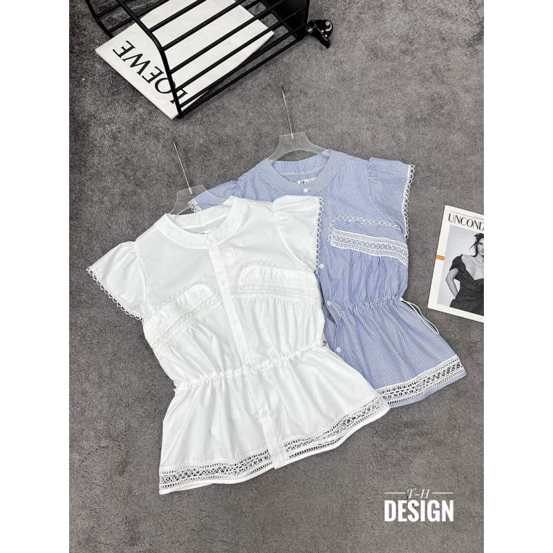 Áo sơmi thêu boy cổ tròn TH