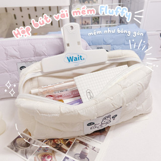 HỘP ĐỰNG BÚT VẢI BASIC FLUFFY HÀN QUỐC NGĂN RỘNG
