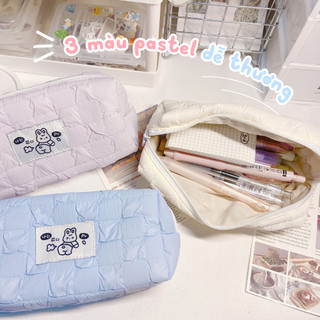 HỘP ĐỰNG BÚT VẢI BASIC FLUFFY HÀN QUỐC NGĂN RỘNG