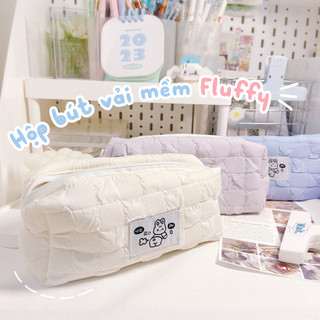 HỘP ĐỰNG BÚT VẢI BASIC FLUFFY HÀN QUỐC NGĂN RỘNG