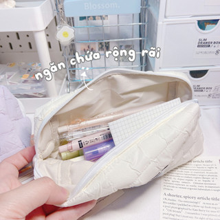 HỘP ĐỰNG BÚT VẢI BASIC FLUFFY HÀN QUỐC NGĂN RỘNG
