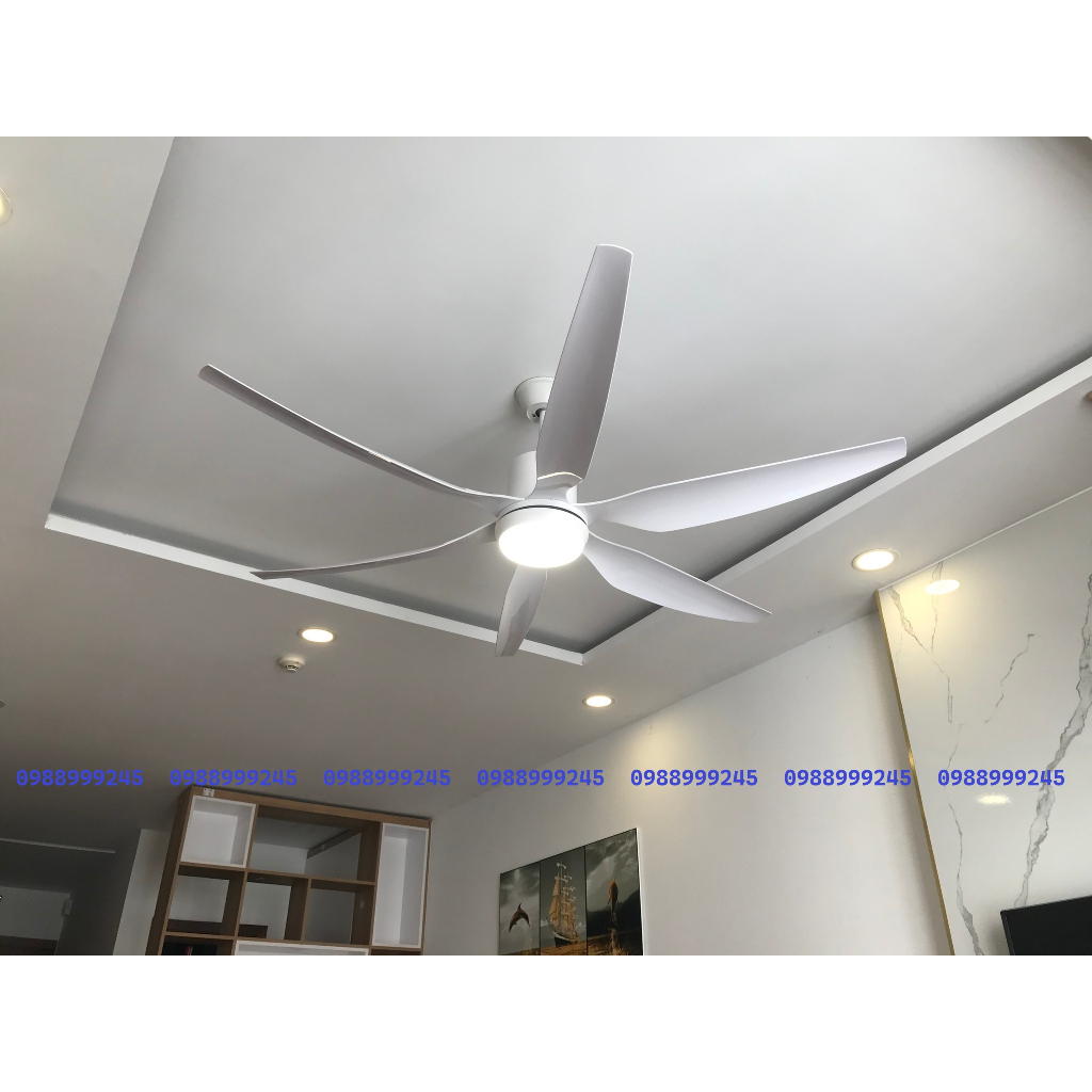 Quạt trần,quạt trần đèn 6 cánh cong siêu mát phong cách hiện đại dành cho phòng khách - khách sạn - nhà hàng - chung cư
