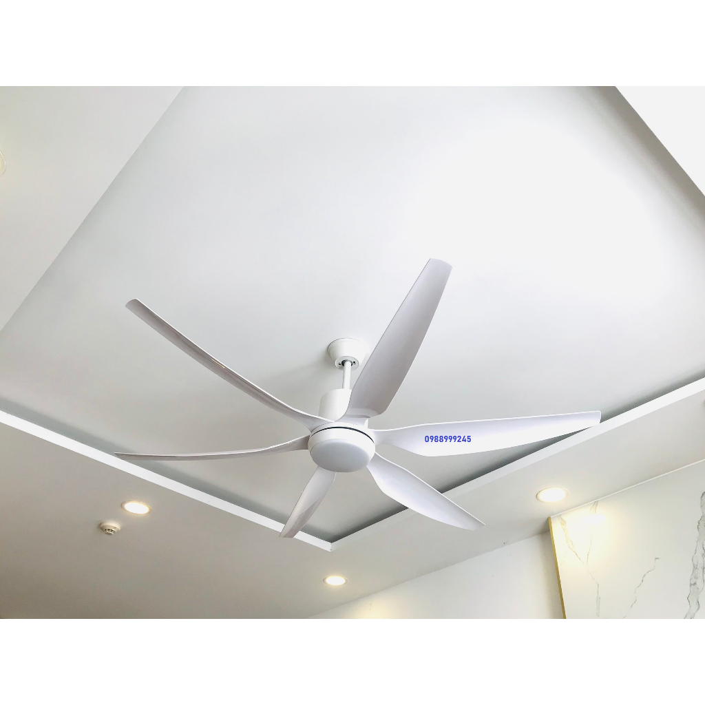 Quạt trần,quạt trần đèn 6 cánh cong siêu mát phong cách hiện đại dành cho phòng khách - khách sạn - nhà hàng - chung cư