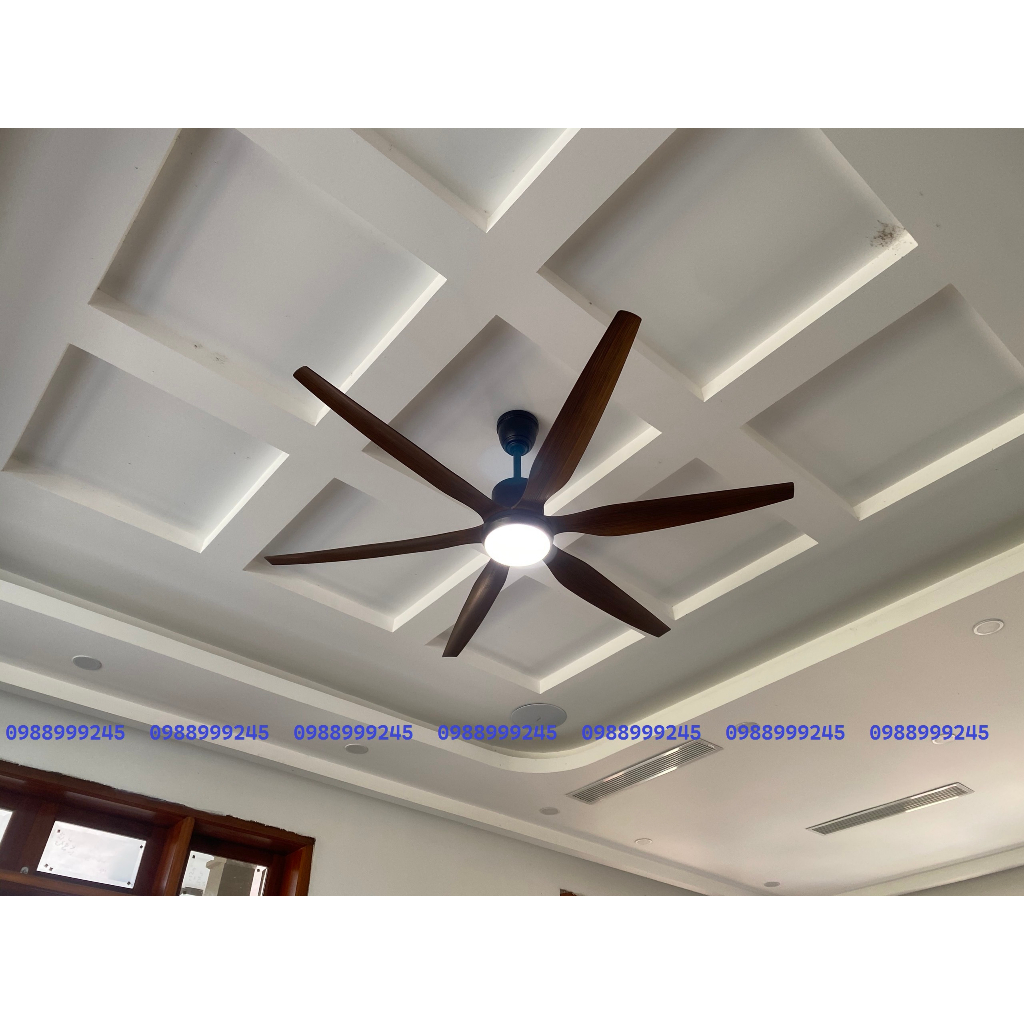 Quạt trần,quạt trần đèn 6 cánh cong siêu mát phong cách hiện đại dành cho phòng khách - khách sạn - nhà hàng - chung cư