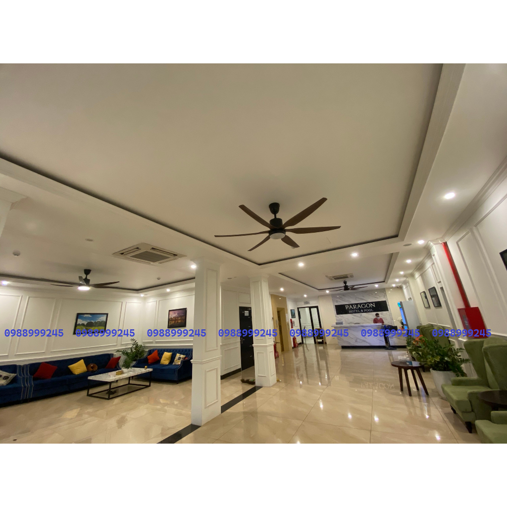 Quạt trần,quạt trần đèn 6 cánh cong siêu mát phong cách hiện đại dành cho phòng khách - khách sạn - nhà hàng - chung cư