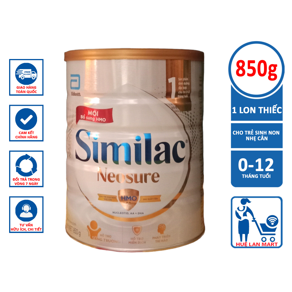 [CHÍNH HÃNG] Sữa Bột Abbott Similac Neosure 1 - Hộp 850g (Cho trẻ sinh non nhẹ cân)