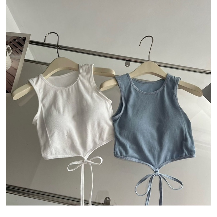 Áo Bra Nữ Ba Lỗ Chất Liệu Cotton Kiểu Dáng Basic Cột Dây Eo Siêu Sexy 615