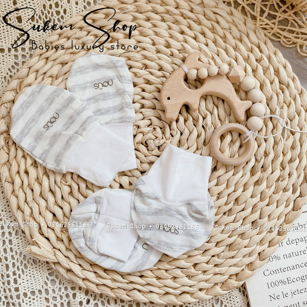 Set Bao Tay Chân NOUS 2023 Chất Siêu Mềm Mịn Cho Bé Sơ Sinh 0-3M