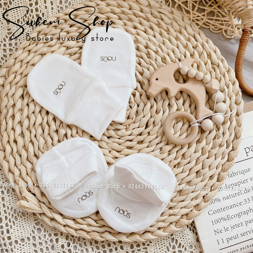 Set Bao Tay Chân NOUS 2023 Chất Siêu Mềm Mịn Cho Bé Sơ Sinh 0-3M
