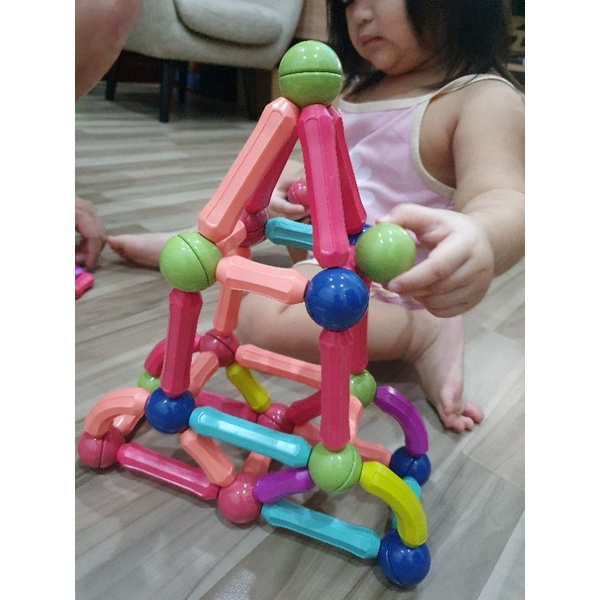 Bộ xếp hình nam châm 64 chi tiết đồ chơi xếp hình nam châm thông minh an toàn