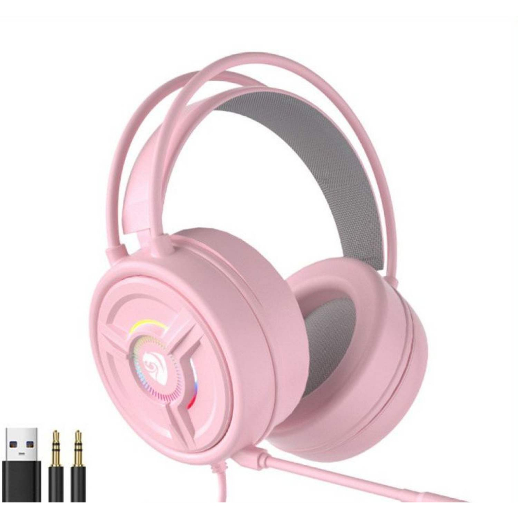 Tai Nghe Trùm Đầu Chơi Game Psh-200 3.5 màu hồng Có Đèn Led tai mèo cực xinh