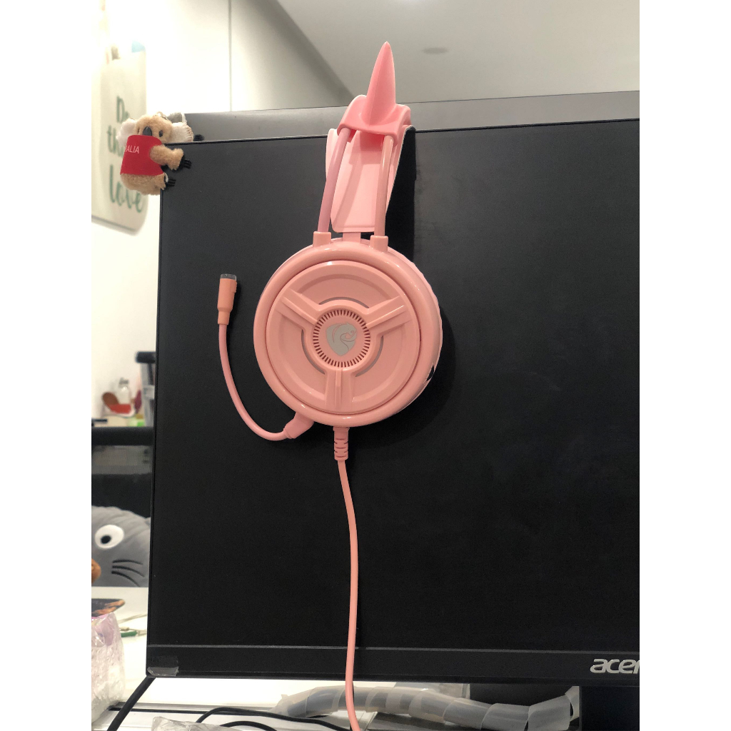 Tai Nghe Trùm Đầu Chơi Game Psh-200 3.5 màu hồng Có Đèn Led tai mèo cực xinh