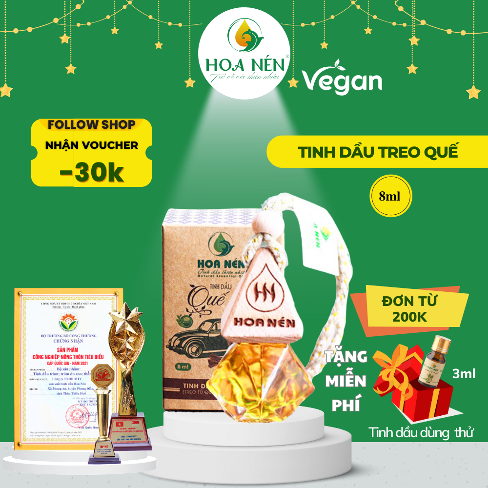 Tinh dầu treo Quế - Hoa Nén - Khử mùi, thư gi.ãn, giảm say xe - 8ml