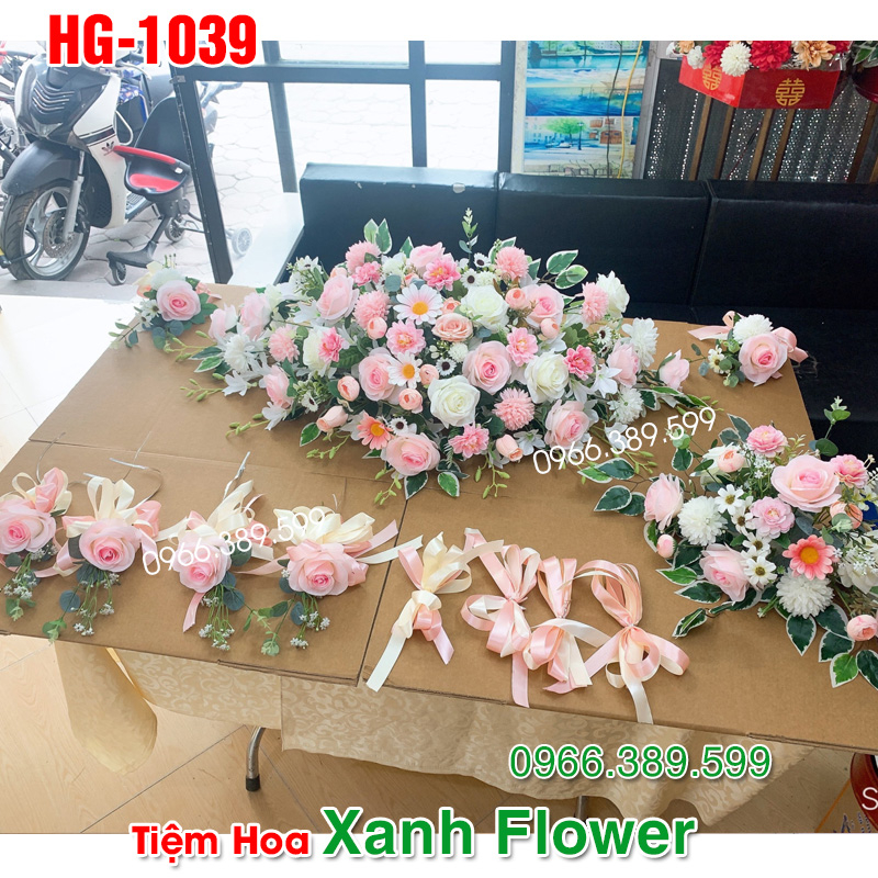 Hoa Xe Cưới, Trọn Bộ Hoa giả Trang Trí Xe Cưới, Xe Đưa Dâu, Xe Đón Dâu (Chưa gồm chữ)