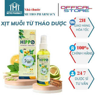 Tinh dầu thảo dược xịt muỗi HIPPO-Xịt chống muỗi và côn trùng cho trẻ em-Hoàn toàn tử thảo dược thiên nhiên-Chai 100ml