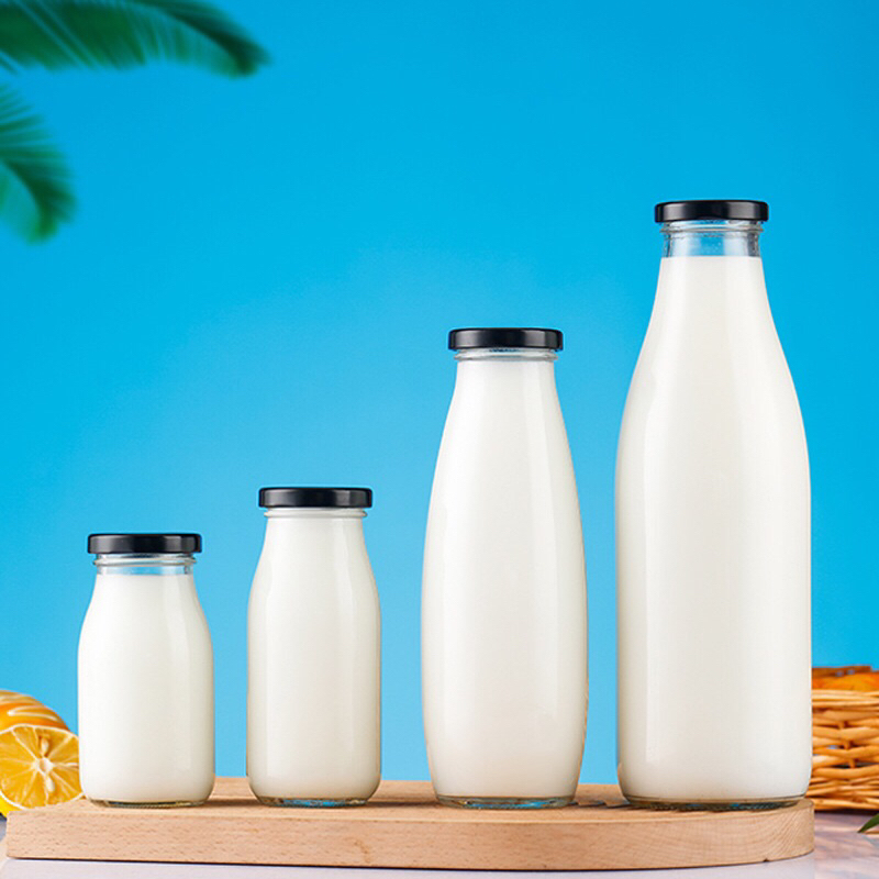 Chai thuỷ tinh 1 lít nắp nhôm chống gỉ, in hoa nổi siêu xinh