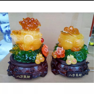 Thiềm thừ cóc nghậm tiền vàng hồ lô Một Cặp 19cm