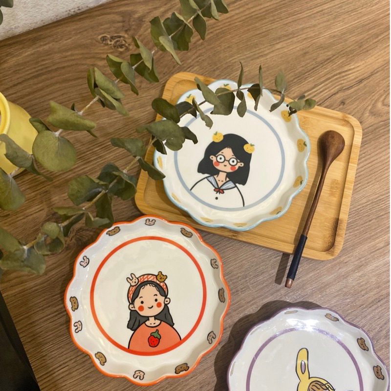 Combo Dĩa + Thố hình cô gái style Hàn Quốc