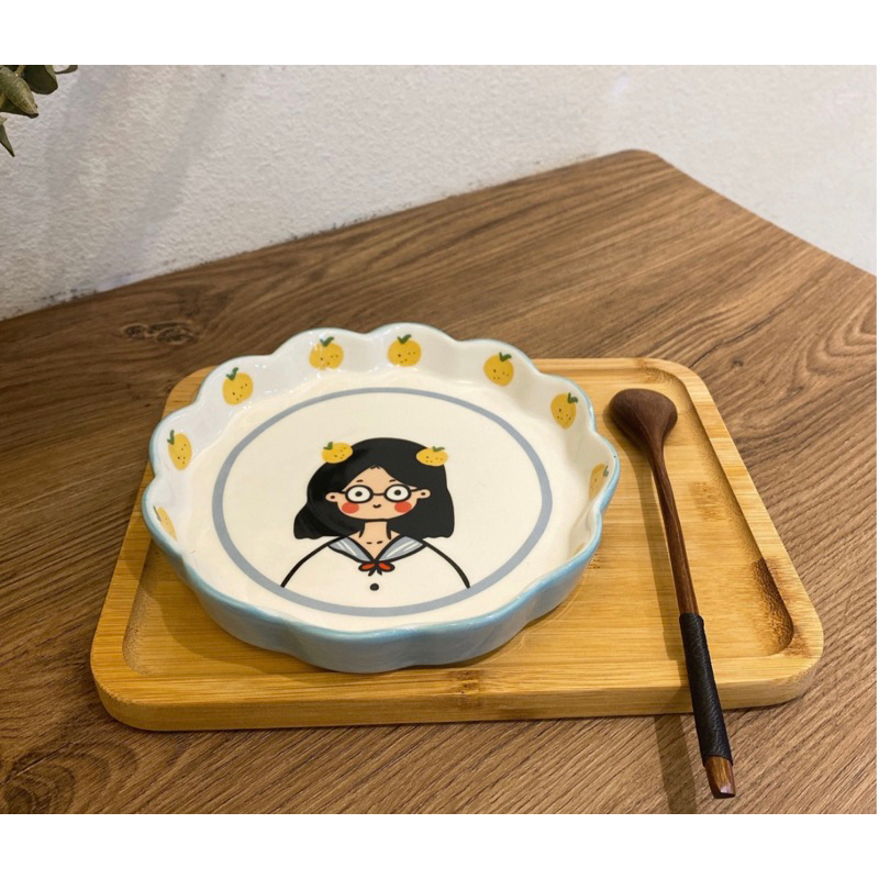 Combo Dĩa + Thố hình cô gái style Hàn Quốc