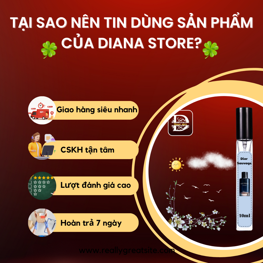 Nước hoa nam Dior.sauvage dạng chiết 10ml lịch lãm, phong trần- Diana Store | BigBuy360 - bigbuy360.vn