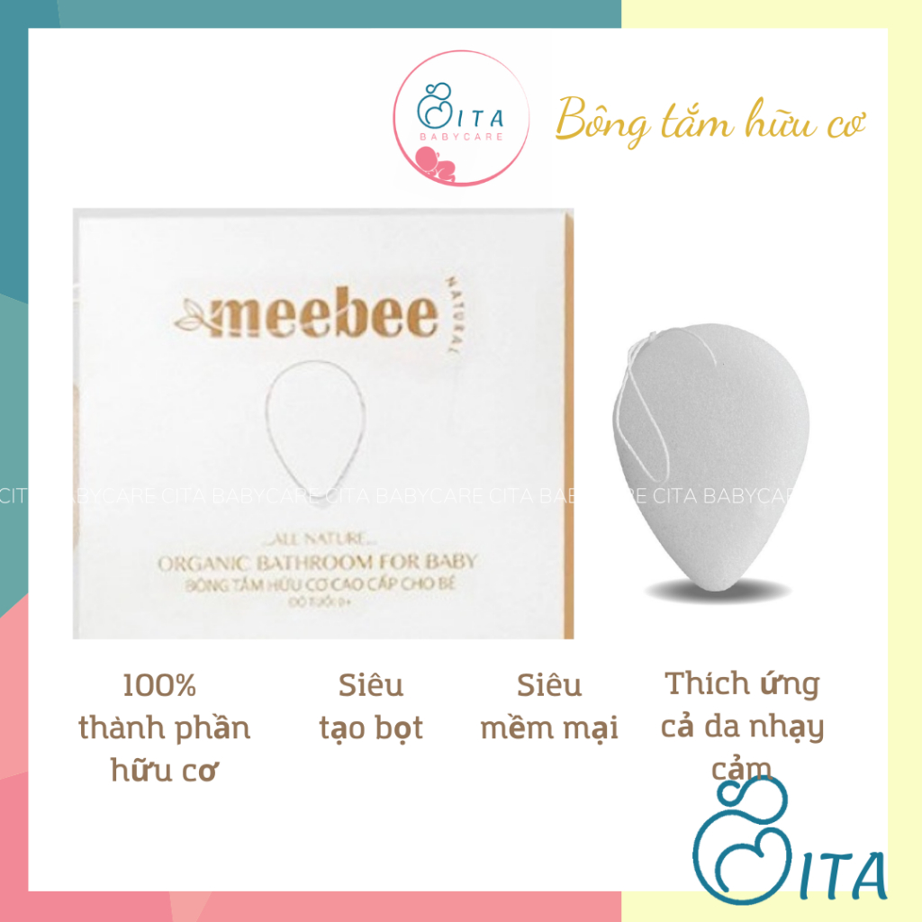 Bông tắm hữu cơ organic Meebee an toàn cho da bé