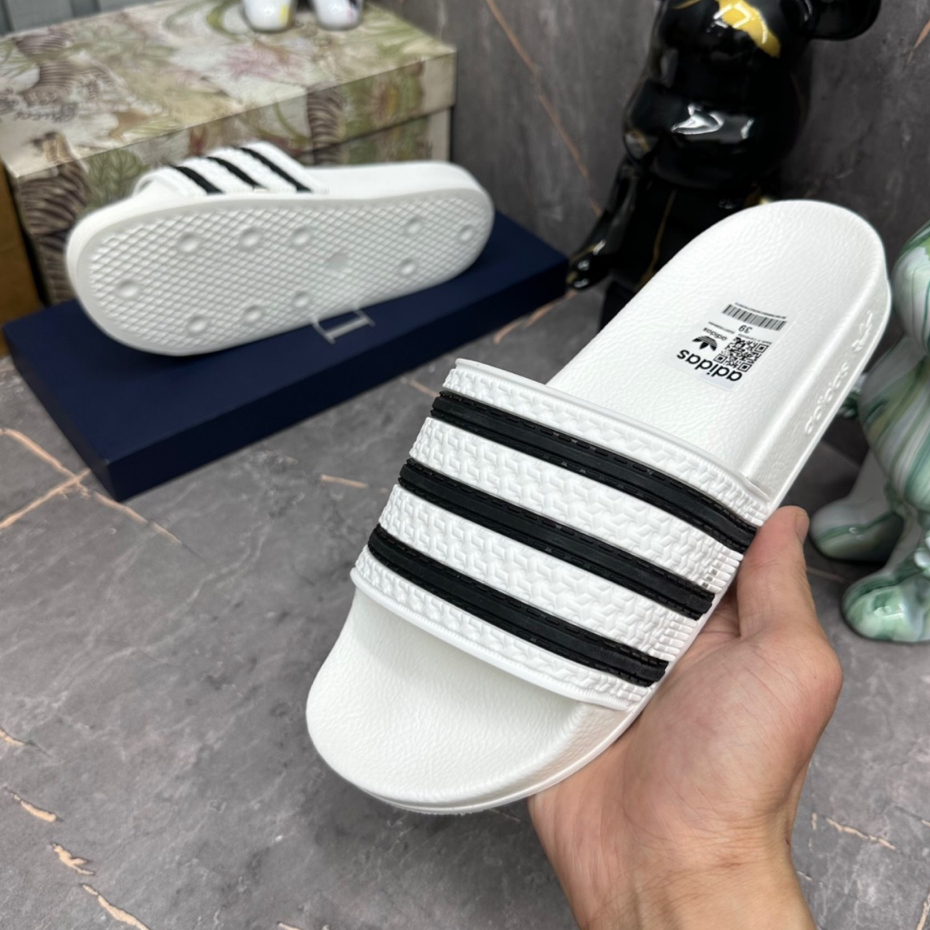 Dép Quai Ngang Nam Adi_Das 5 Màu Đế Đúc Cao Su Non Quai Da Dập THêu Cao Su Non , Dép Lê Cao Cấp