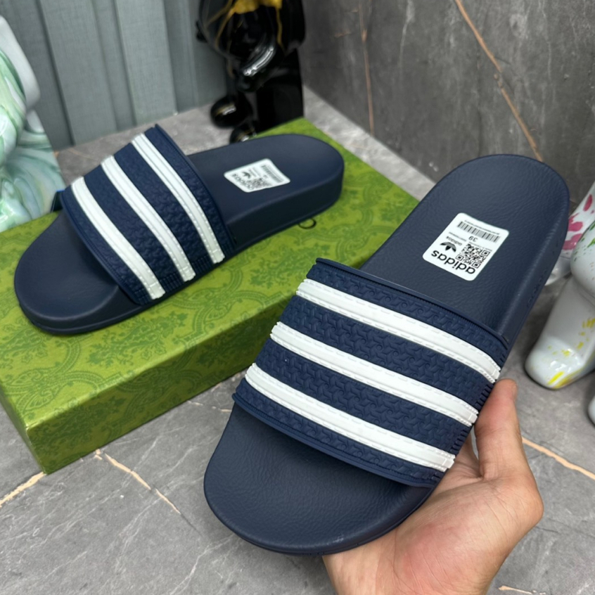 Dép Quai Ngang Nam Adi_Das 5 Màu Đế Đúc Cao Su Non Quai Da Dập THêu Cao Su Non , Dép Lê Cao Cấp