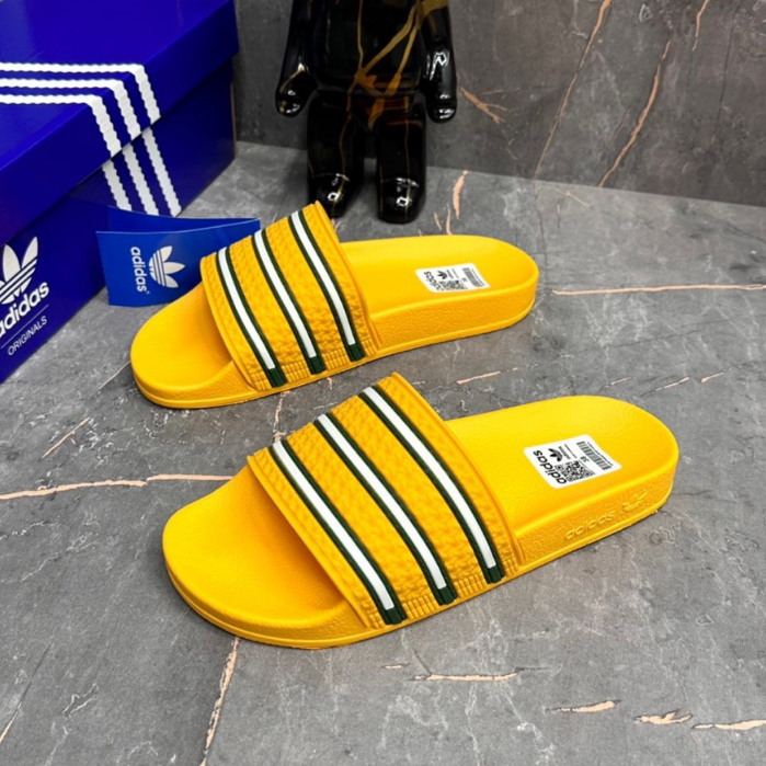 Dép Quai Ngang Nam Adi_Das 5 Màu Đế Đúc Cao Su Non Quai Da Dập THêu Cao Su Non , Dép Lê Cao Cấp