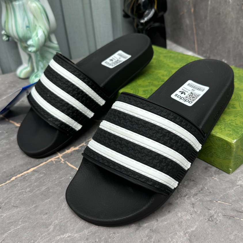 Dép Quai Ngang Nam Adi_Das 5 Màu Đế Đúc Cao Su Non Quai Da Dập THêu Cao Su Non , Dép Lê Cao Cấp