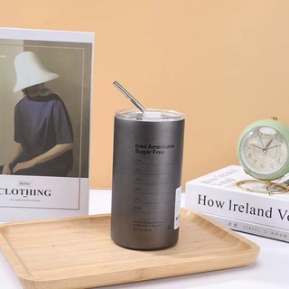 Cốc đựng nước giữ nhiệt, ly giữ nhiệt 600ml Iced Americano, inox 304, hàng loại 1 - GD Quý Nhi