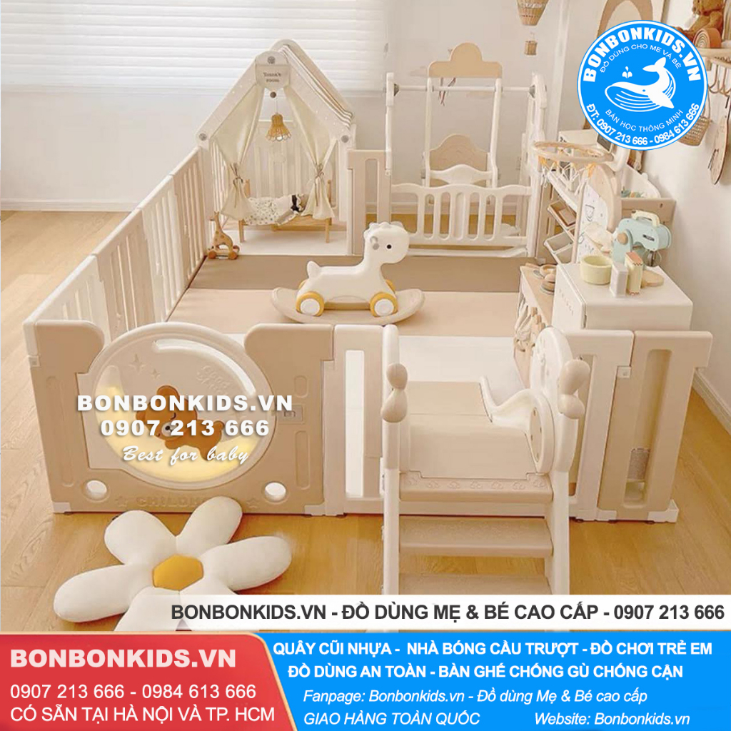 Freeship- Bộ quây cũi nhựa Gấu mặt trăng Newber FULL VIP 2024  + Quây Full cho bé